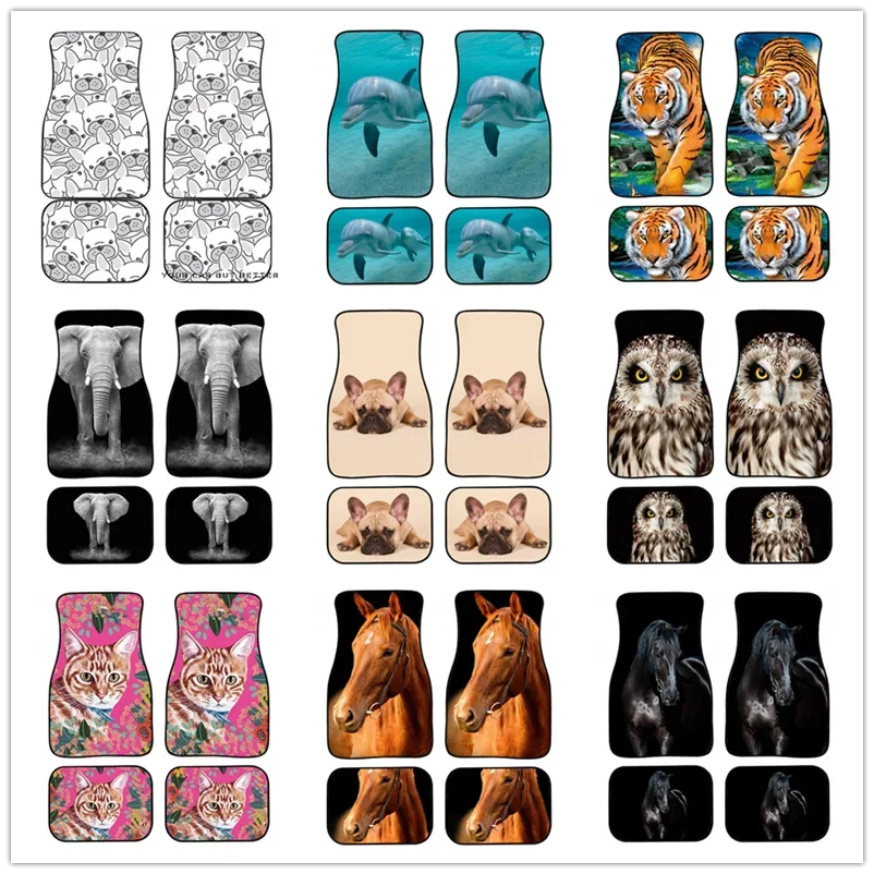 Upetstory-Tapis de protection d'intérieur de voiture pour femme, tapis de sol pour SUV, camion et camionnette, tous temps, mignon bouledogue français