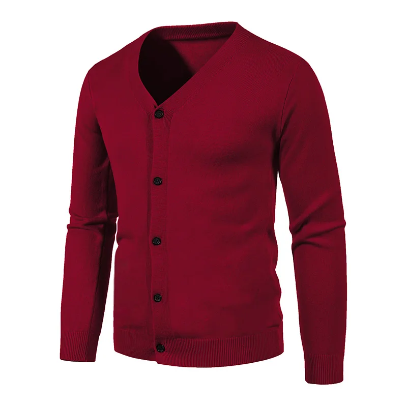 

2023 New Solid Color V-neck Men's Cardigan Sweater Fashion Casual Simple Versatile Men's Sweater Coat