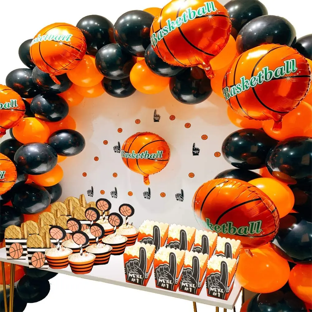 Basketball Party Supplies Kit Foil Balloons Latex Balloons for Boys Sport Theme Birthday Boy World Sports Game Celebration Decor