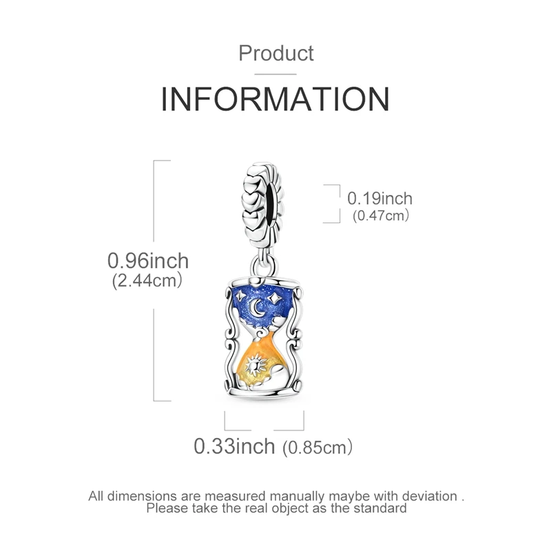 Sun Moon Hourglass Dangle Celestial Time Charms Beads Fit 925 Sterling Silver Charms Bracelet Beads Jewelry Gifts for Women