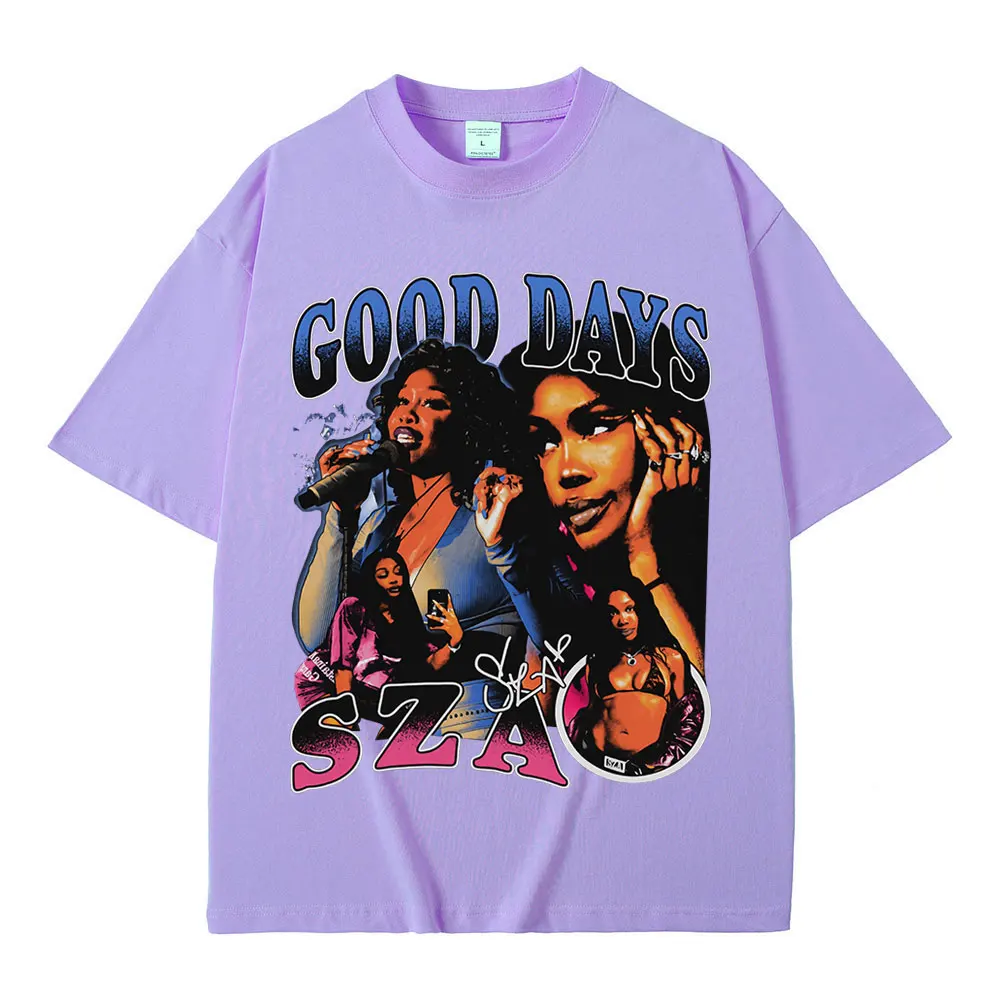 SZA Good Days Graphics T-shirt Hip Hop Vintage High Quality T Shirt Men Women Clothing Cotton Cozy Oversized T-shirts Streetwear