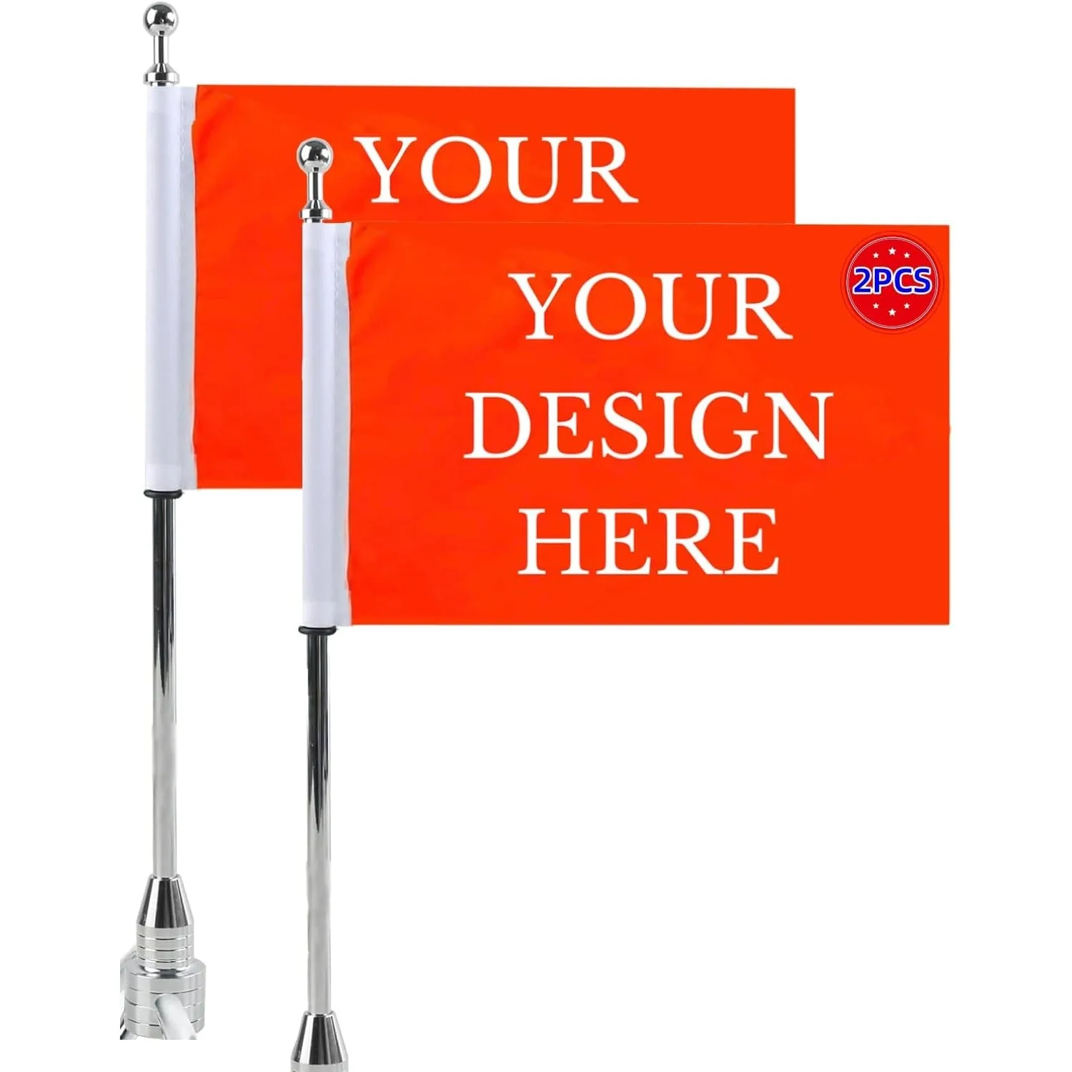 Image of 2 Stück individuelle Motorradflaggen mit Ihrem Logo/Bild/Foto/Text, individuelle 3-lagige doppelseitige Stoffflagge (Flaggenmast nicht enthalten)