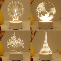 3D Eiffel Tower Ferris wheel castle Home Decoration USB Night light Girlfriend Birthday Gift Valentine's Day Christmas Ornament