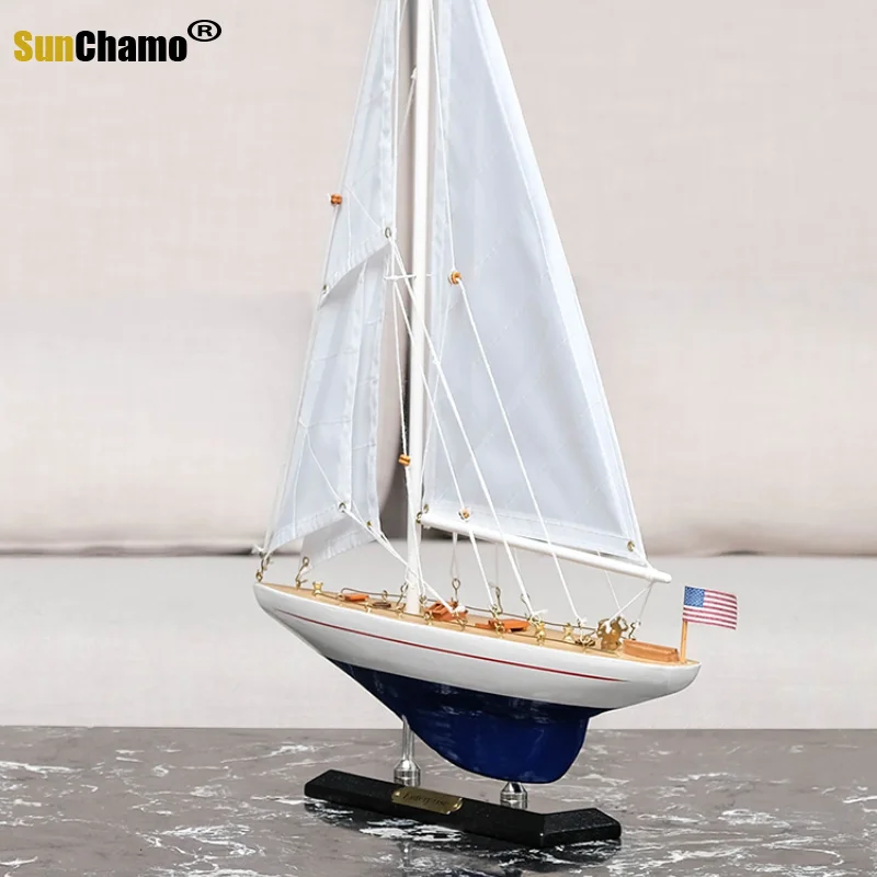 New Smooth Sailing Simulation Single Sailboat Model Porch Wooden Crafts Creative Home Desktop Business Decoration Accessories