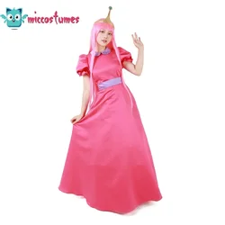 Miccostumes 's Pink Princess Cosplay Costume with Crown for Women Red Long Dress