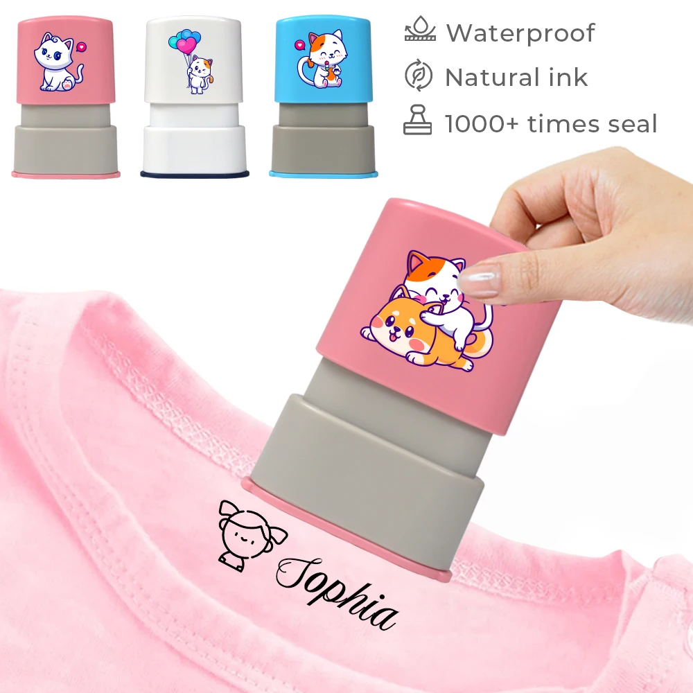 Cute Cartoon Cat Children'S Clothing Personalized Stamp For Child Student Clothes Waterproof Kawaii Montessori Name Sticker Gift