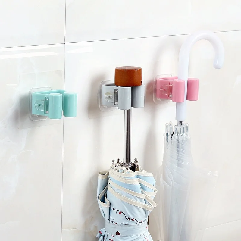 Wall Mounted Mop Organizer Holder Brush Broom Hanger Home Storage Rack Bathroom Suction Hanging Pipe Hooks Household Tools Home