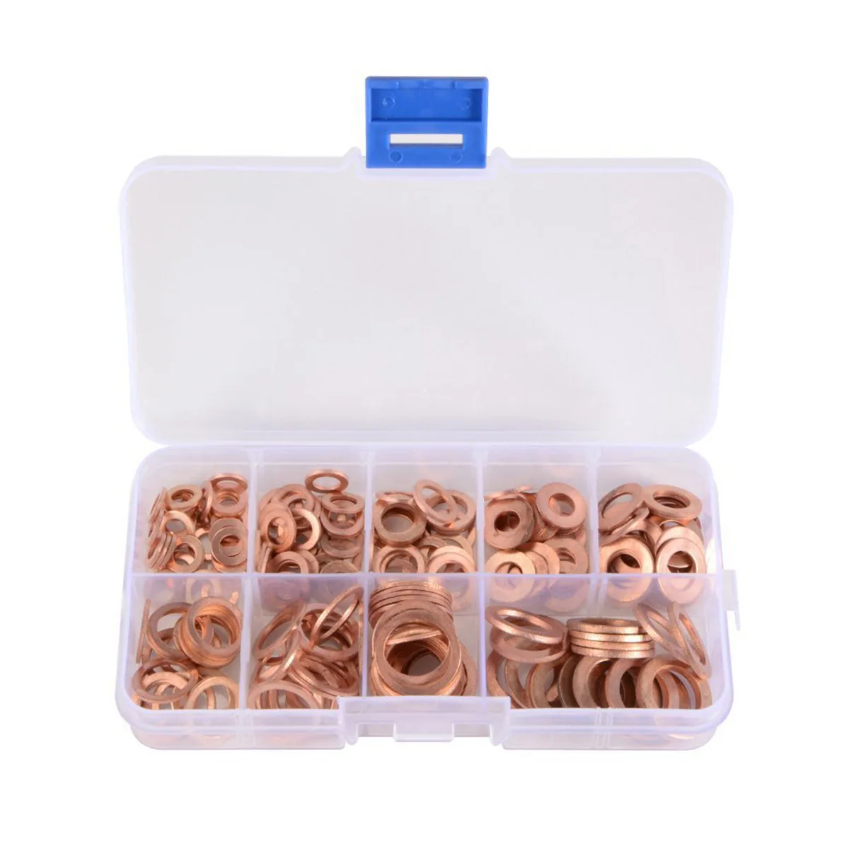 

200pcs Copper Washers Set 9 Sizes Flat Seal Sump Plug Fuel Hydraulic Engine Repair Tool Metallic Sealing Flat Washer Brass Steel
