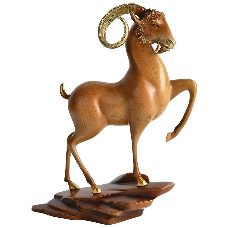 

High-end brass sheep ornament modern light luxury living room office decoration ornament business gift opening