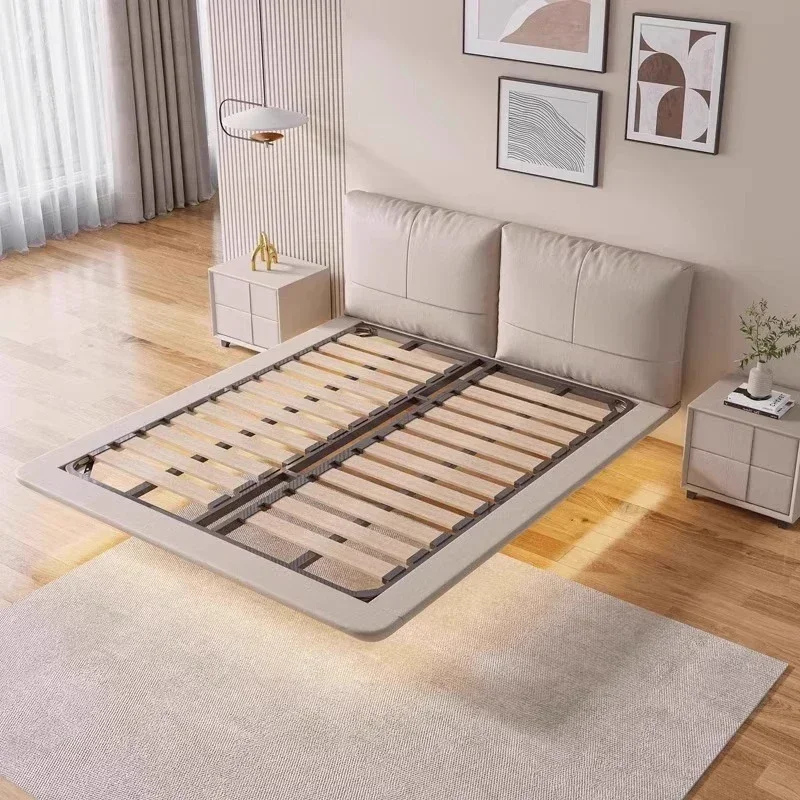 220x200cm Home Furniture Luxury King Size Leather Double Bed Frame With Led Queen 180x200cm 150x200cm Modern