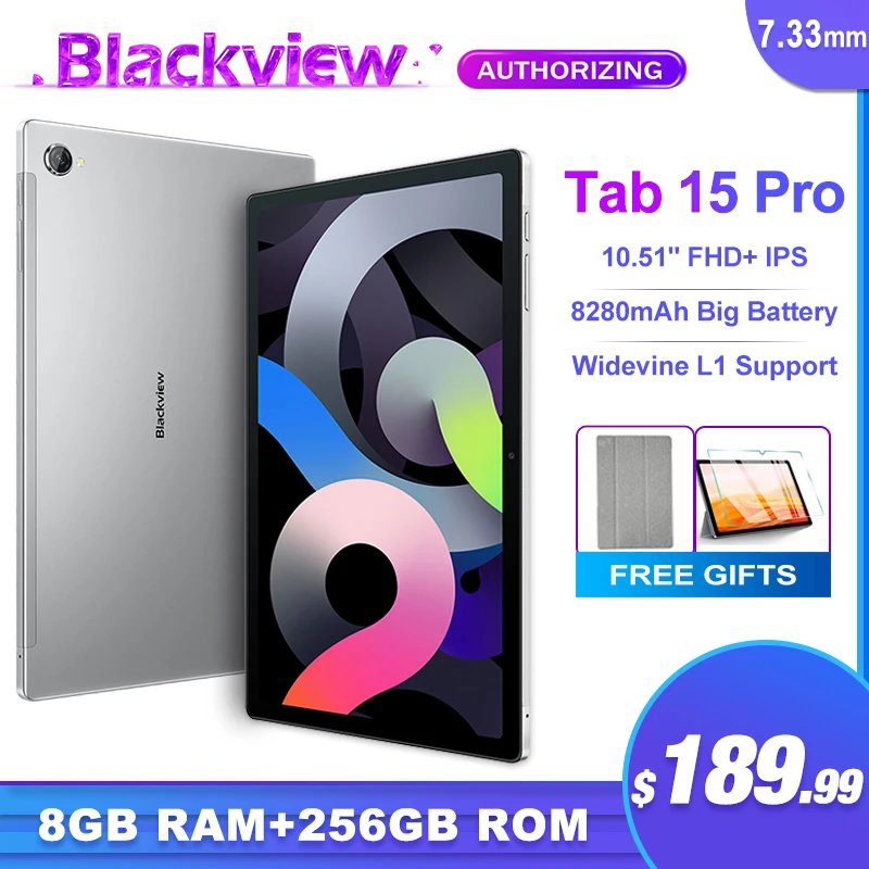 Blackview Tab 15 Pro Tablets 8GB 256GB 10.51 ''FHD + IPS Pad 8280mAh Bateria Octa Core Android 12 13MP Câmera Dual 4G