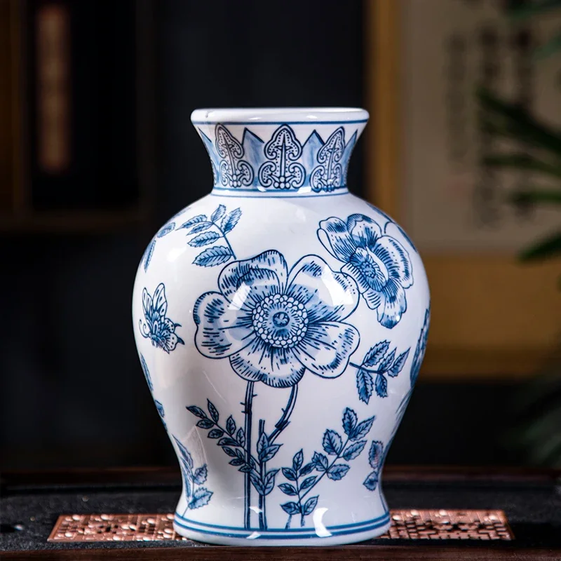 New Chinese Retro Ceramic Vase Decoration Creative Flower arrangement Chinese Decorative Porcelain Vase Housewarming Gift