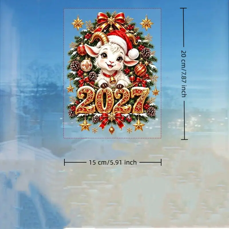 Christmas Sheep Theme Window Decals 2027 New Arrival Peel & Stick Stickers for Home Office Xmas Holiday Decor