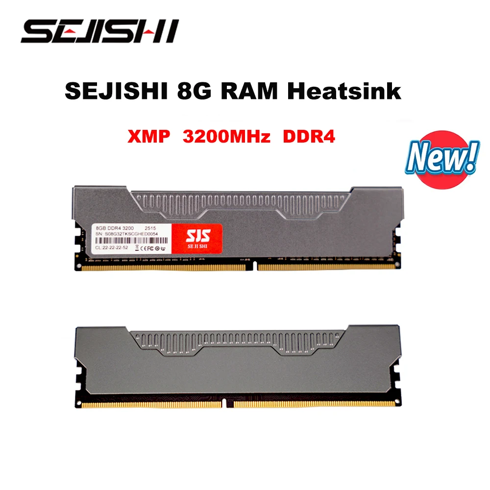 

SEJISHI RAM DDR4 8 ГБ 3200 МГц Память с охлаждающим плавником DDR4 Поддержка XMP Настольный компьютер ПК Радиатор памяти для материнской платы