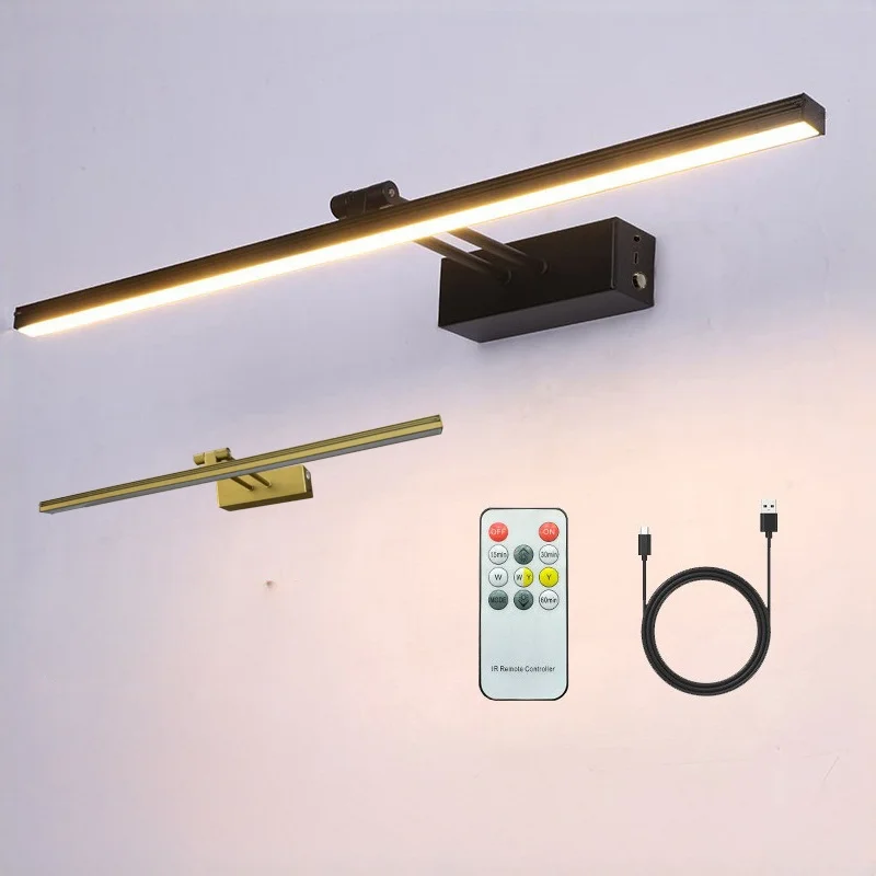 

Современные короткие перезаряжаемые зеркальные светильники, не нужно тянуть кабели, прикроватные светодиодные настенные светильники для спальни, длина 400 мм, затемнение