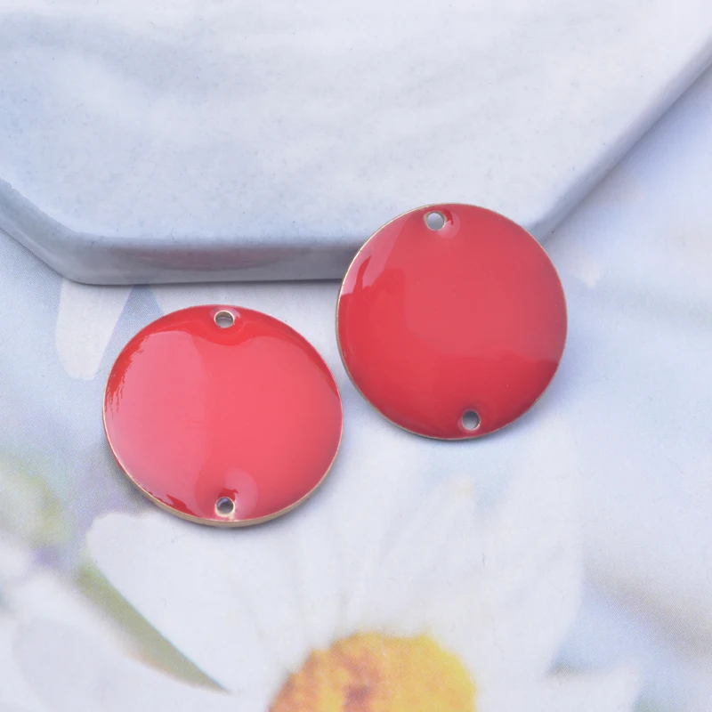 20 Stück Kupfer-Emaille 20mm Runde Anhänger-Verbinder, beidseitig lackiert, Doppelloch-Kreisanhänger für DIY-Schmuck- und Ohrringherstellung – Detail 8