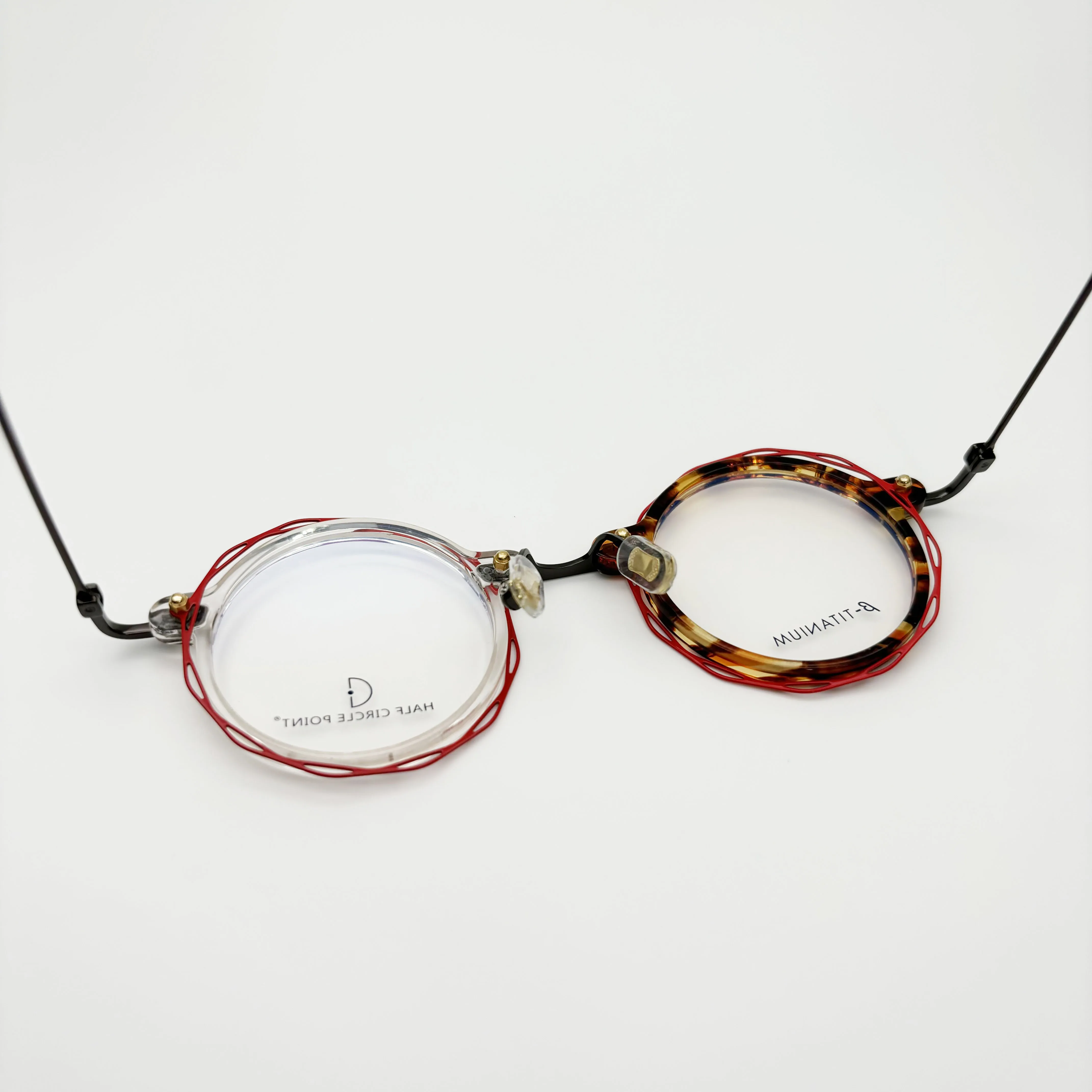 Belight البصرية شكل دائري اليدوية خلات مع التيتانيوم ريترو خمر نظارات بمادة الخلات وصفة طبية عدسة HP503GP-1