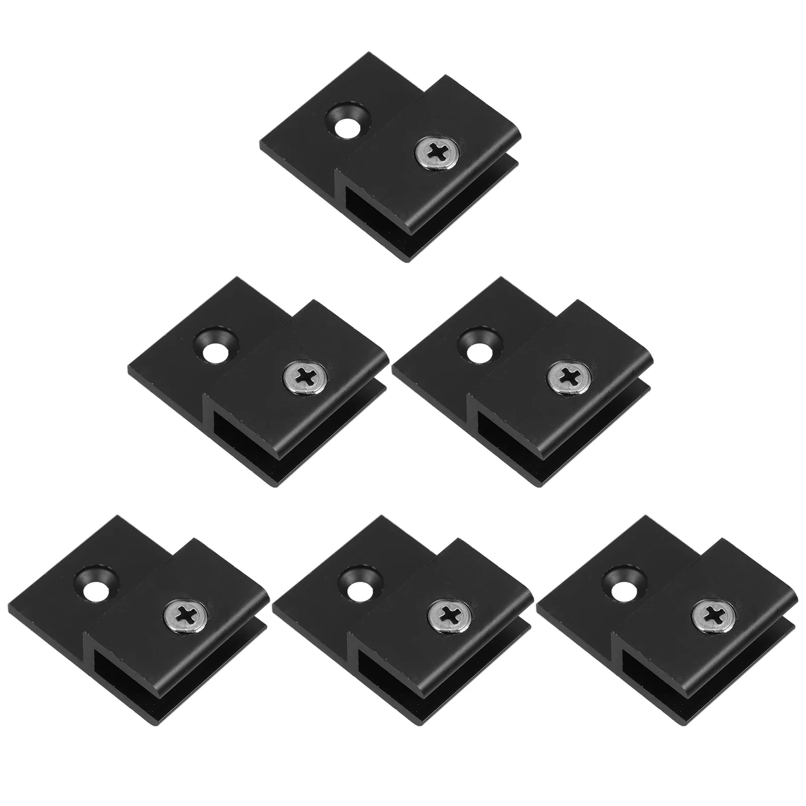 

6Pcs Black H-Type Glass Fixing Clips Aluminum Alloy Clamps for Wall Mounted Mirrors Glass Shelves Support Bracket Mounting