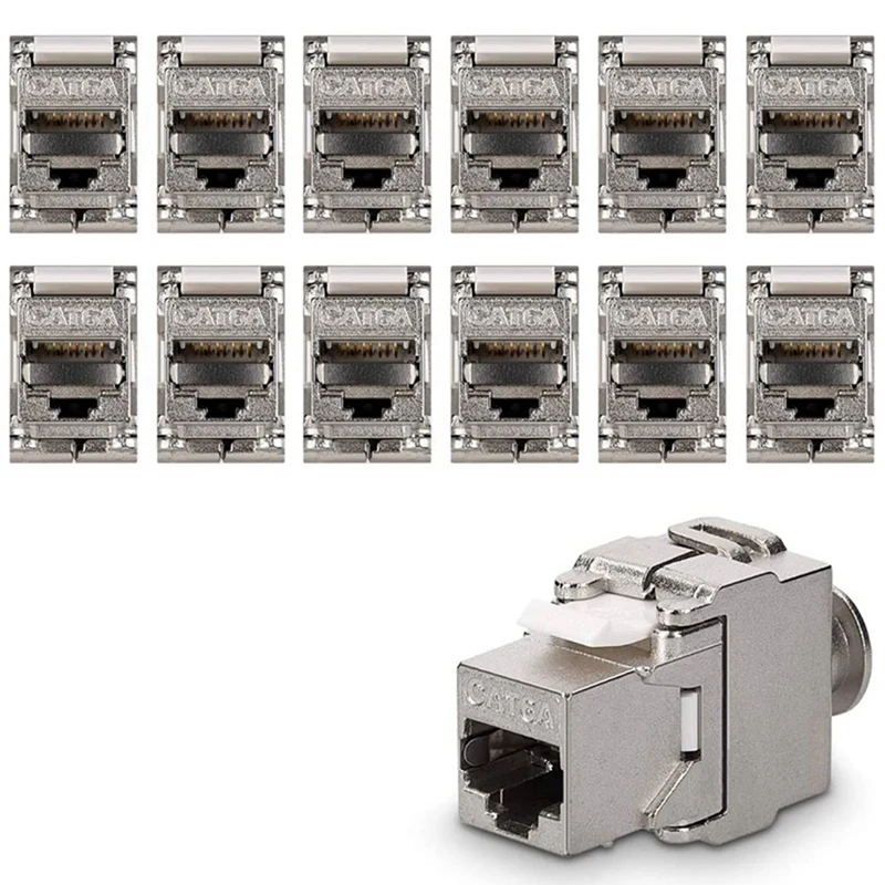Keystone Module Jacks - 24 Piece CAT6A Shielded Keystone Jack RJ45 Cat 6A Ethernet Module 10 Gbit With Metal Housing