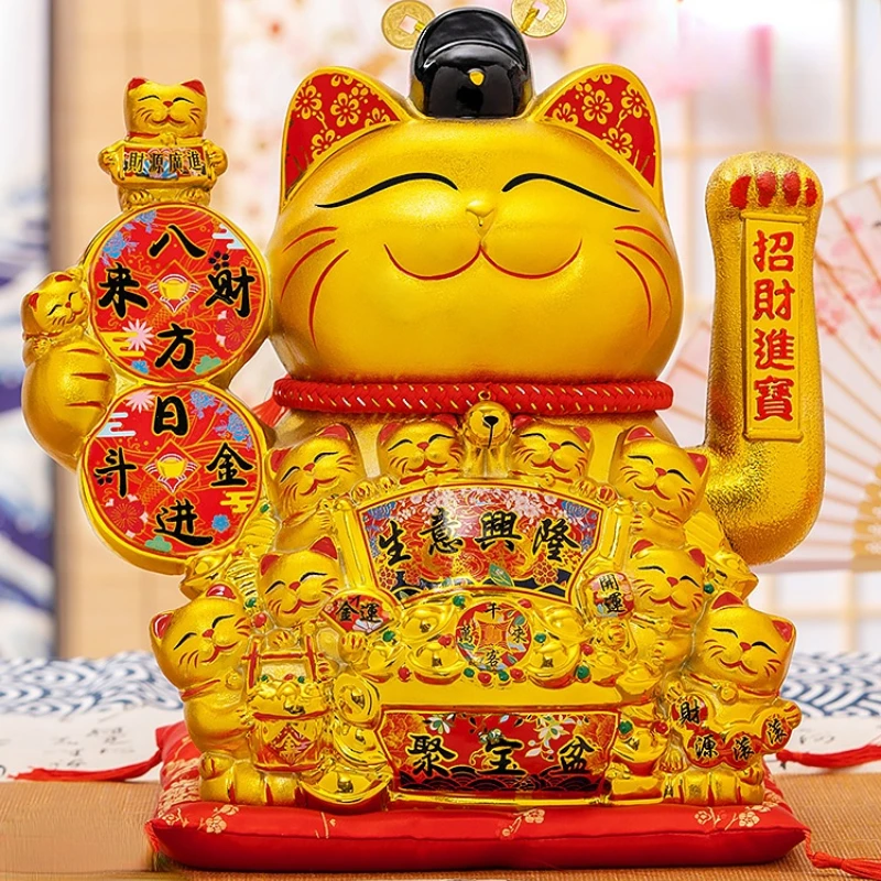 

Lucky Cat Decoration Figurines Make Fortune Fengshui Miniatures Auto Wave Shop Cashier Front Desk Deposit Tank Crafts Prosperous