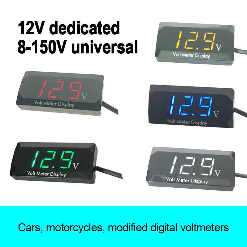 Universal Digital Voltmeter DC 12V 8-150V Car Motorcycle Voltmeter Mini Voltage Volt Meter with/without Aluminum Alloy Holder