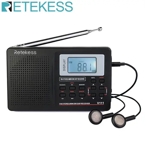 Full Band Radio FM MW SW DSP Portable Black retekess