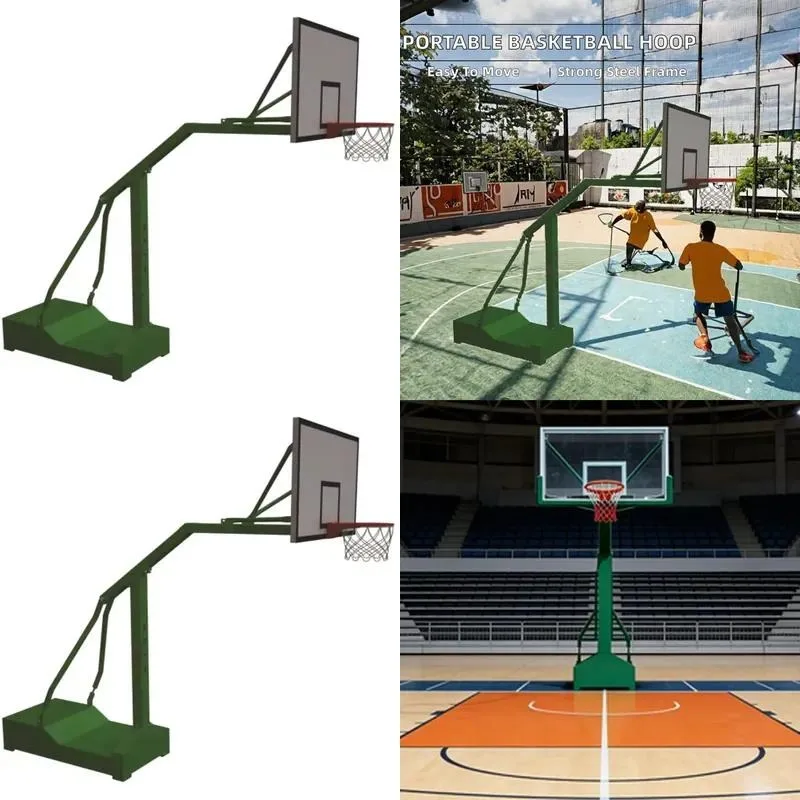 High Quality Outdoor Portable Basketball Hoop with Tempered Glass Backboard Removable Stand