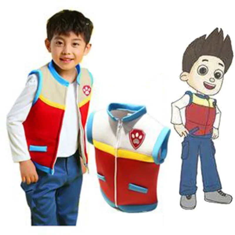 Paw Patrol Boys Clothes Vest Clip Jacket Cosplay Anime Figure Ryder Halloween Party Role-Playing Costume for Children Gifts