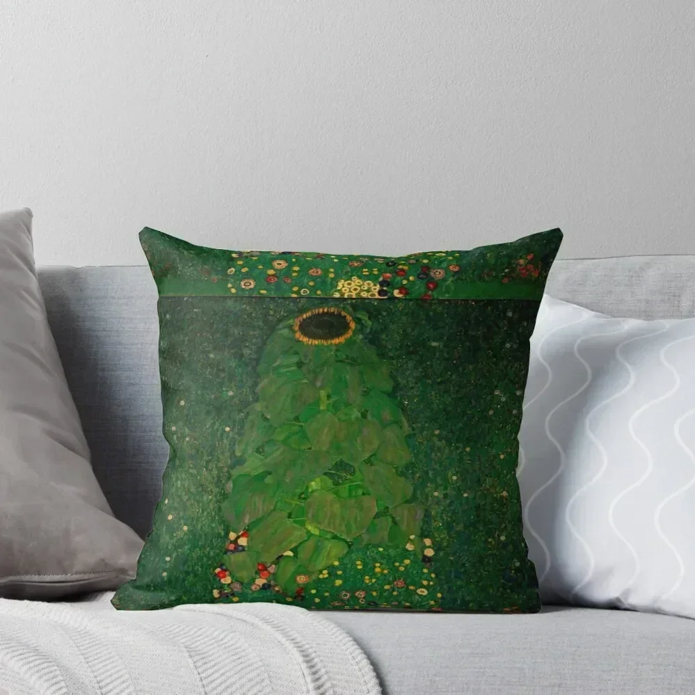 Gustav Klimt - The Sunflower Klimt Art Nouveau Floral Throw Pillow luxury throw pillow covers sleeping pillows pillow