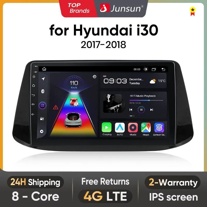 راديو السيارة اللاسلكي CarPlay أندرويد من Junsun لسيارة Hyundai i30 2017-2018 الأنظمة الذكية DSP SWC RDS GPS FM BT