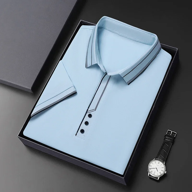 

Men's New Loose Spring/Summer Solid Color Versatile Comfortable Fashion Polo Shirt Short Sleeves