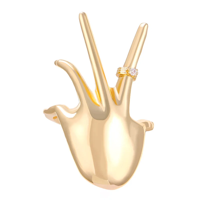 2024 Metal Palm Hip Hop Exaggerated Hand Shaped Ring For Women Girls Fashion Party jewelry accessories