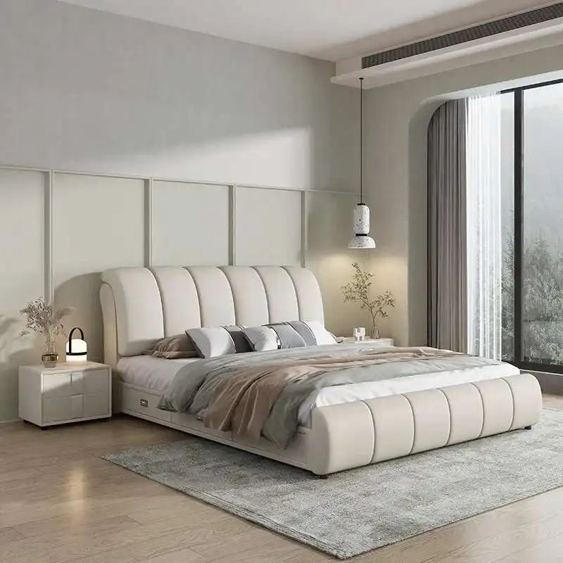 

Luxury Nordic Double Bed Organiser Drawers Multifunctional Bedroom Bed Queen Size Cama Elastica Pula Home Furniture