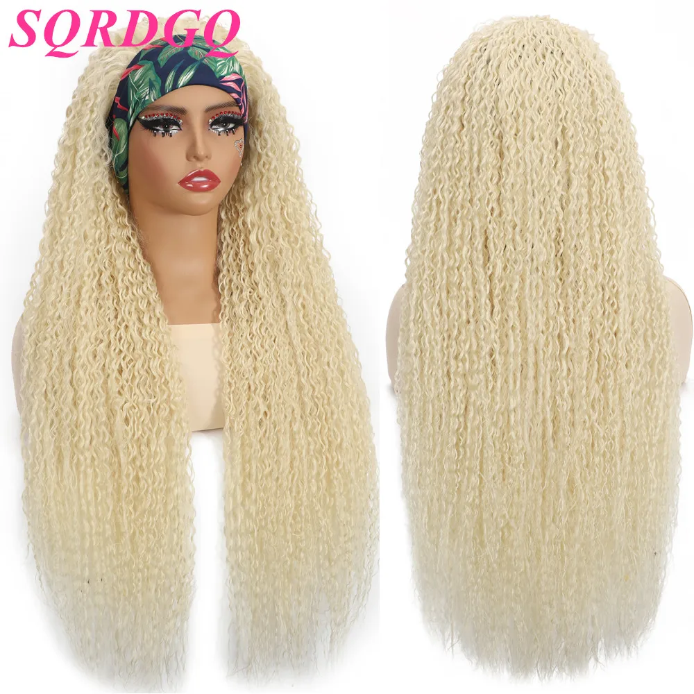 

SQRDGQ 32-дюймовые длинные парики с повязкой на голову для женщин, синтетические волосы, светлый парик, женские повседневные вечерние косплей, женские парики на распродаже