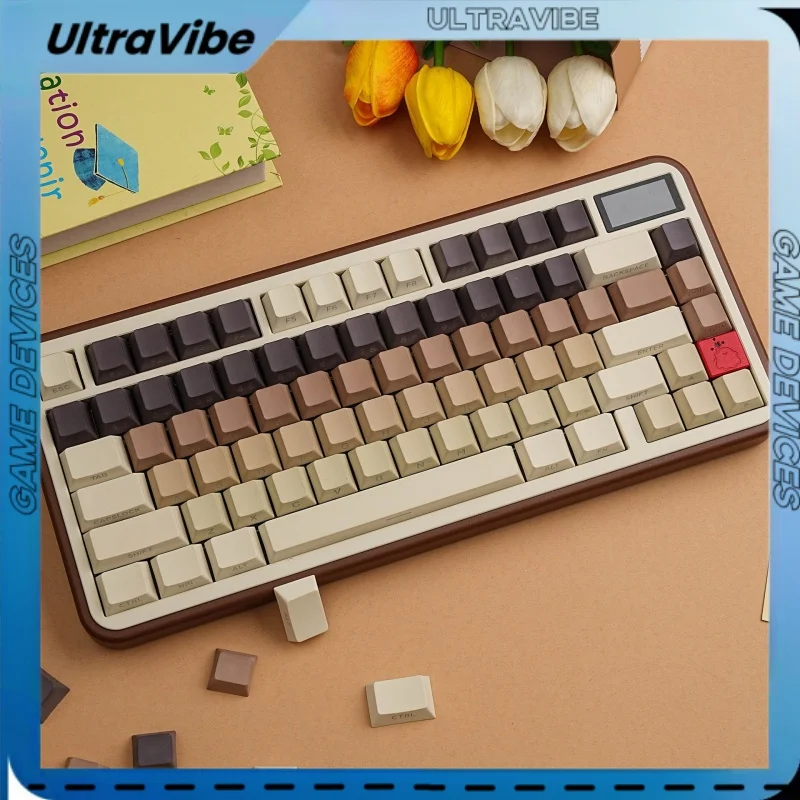 

Кофейные колпачки для клавиш с двойной гравировкой, прозрачные, 130 клавиш, корейские, русские, немецкие, испанские, французские, японские, механическая клавиатура, колпачки для клавиатуры