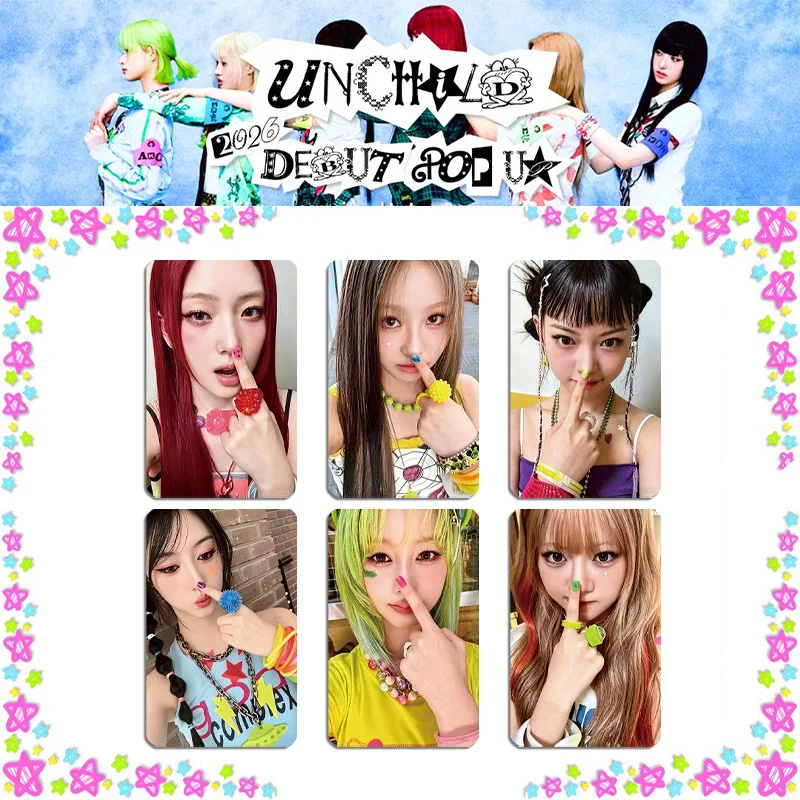 6pcs UNCHILD Album Photocards New Album UNCHILD Double Sides 6Pcs LOMO Cards YEEUN HEEKIE TINA AKO EVON HAEUN Fans Cosplay