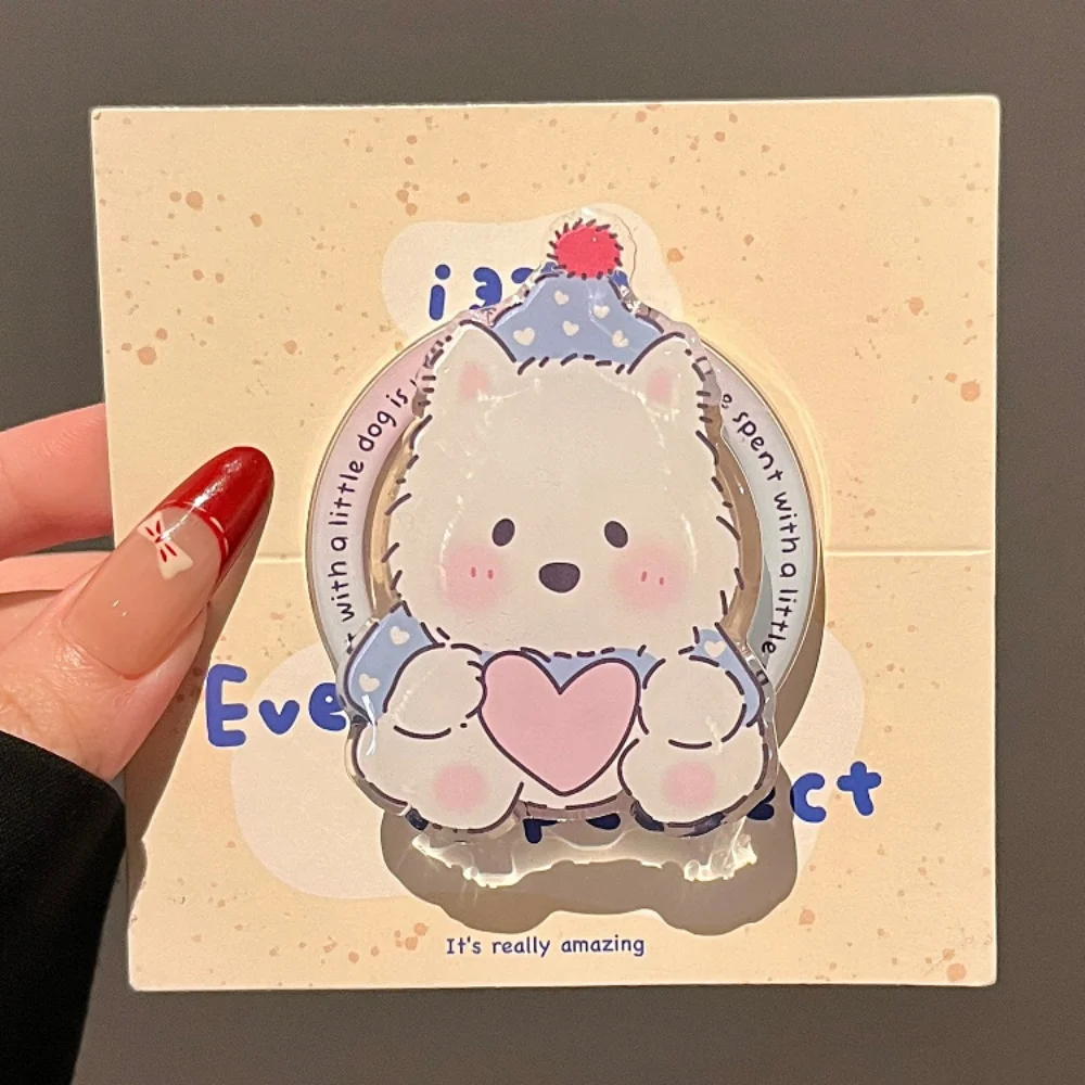 

Korean Cute Puppy For Magsafe Phone Magnetic Griptok Grip tok Stand For iPhone Funny Foldable Wireless Charging Case Holder