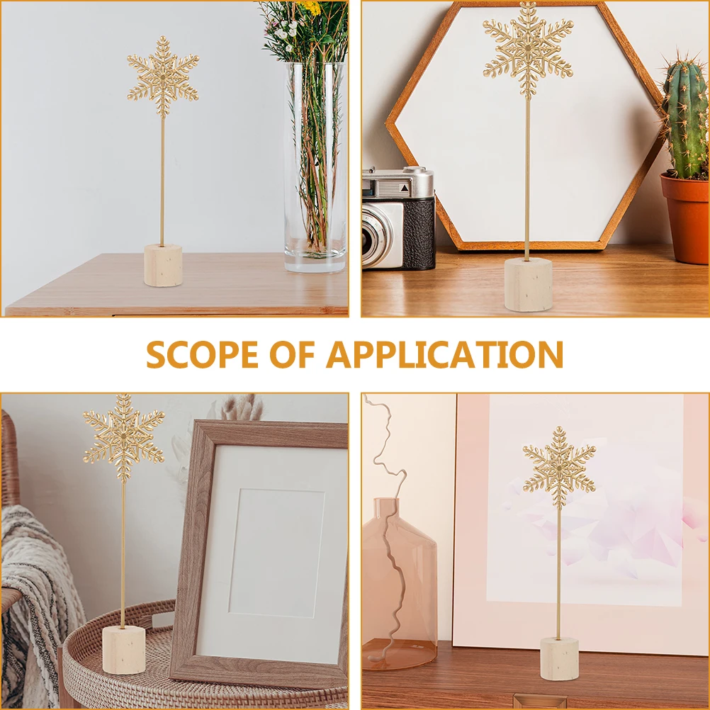 

Snowflake Ornament Household Tabletop Decor Decoration Decorative Desktop Home Gold Christmas Decorations