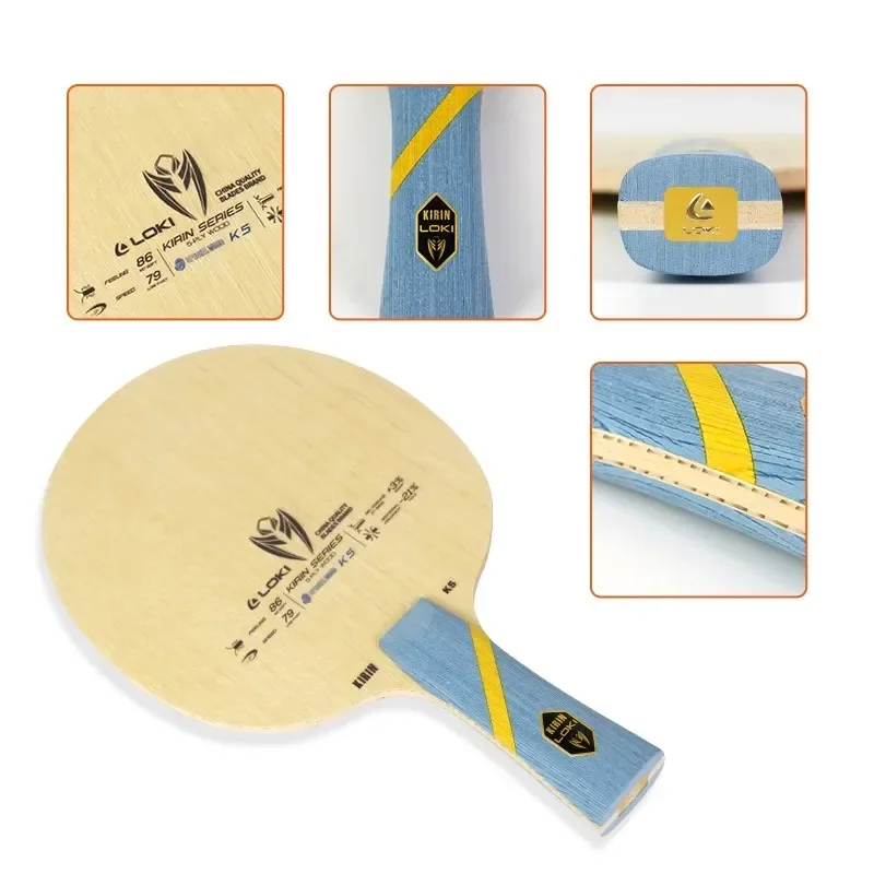 2024 LOKI KIRIN K5 Table Tennis Blade 5-Ply Pure Wood Fast Attack FL Long Handle All-rounded Ping Pong Bat for Advanced Training