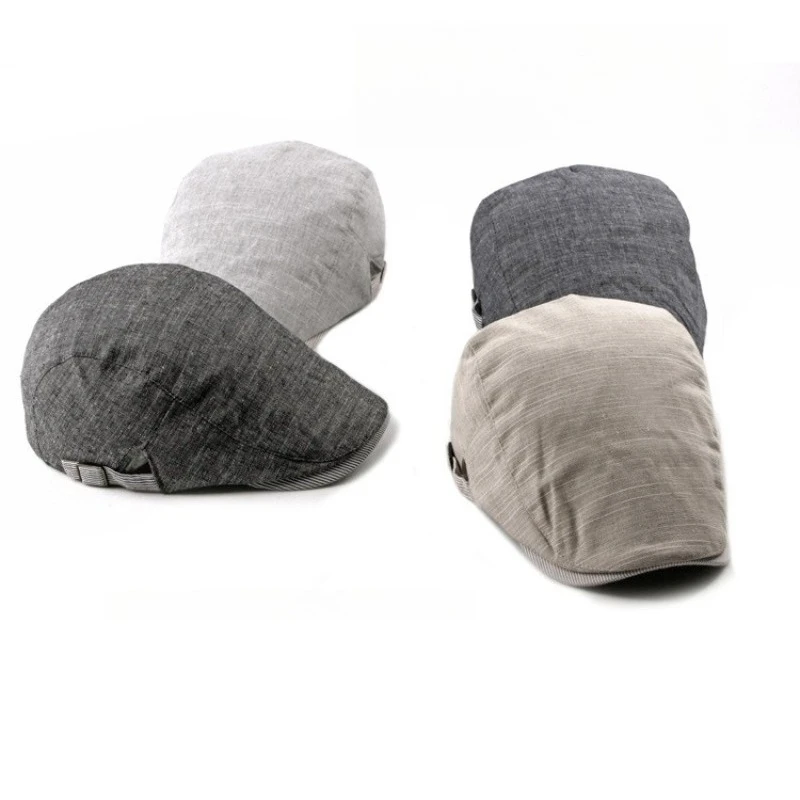 Cotton and Linen Beret, Summer and Spring Lightweight Style Classic British Fashion Retro Sun Protection and Shading Forward Hat