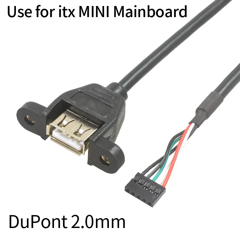 

DuPont 2.0 mainboard to USB2.0 female with Screw Cable, 2.0mm Dupont 5Pin Female Converter Cable Transfer Wiring Cable