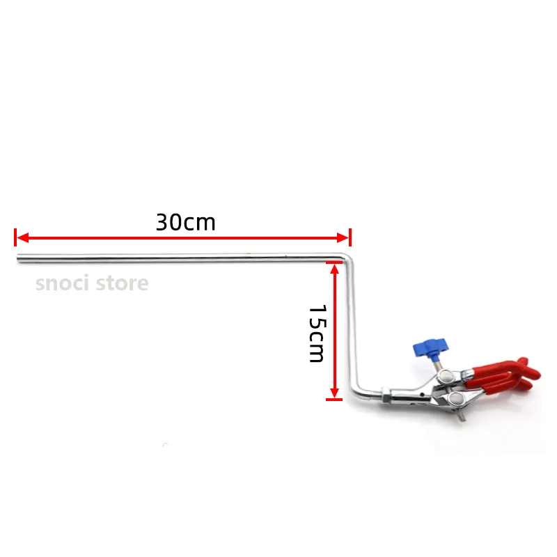 Laboratory three-jaw clamp L-shaped condenser tube with extension rod fixed by right-angle clamp and variable cross clamp1 piece