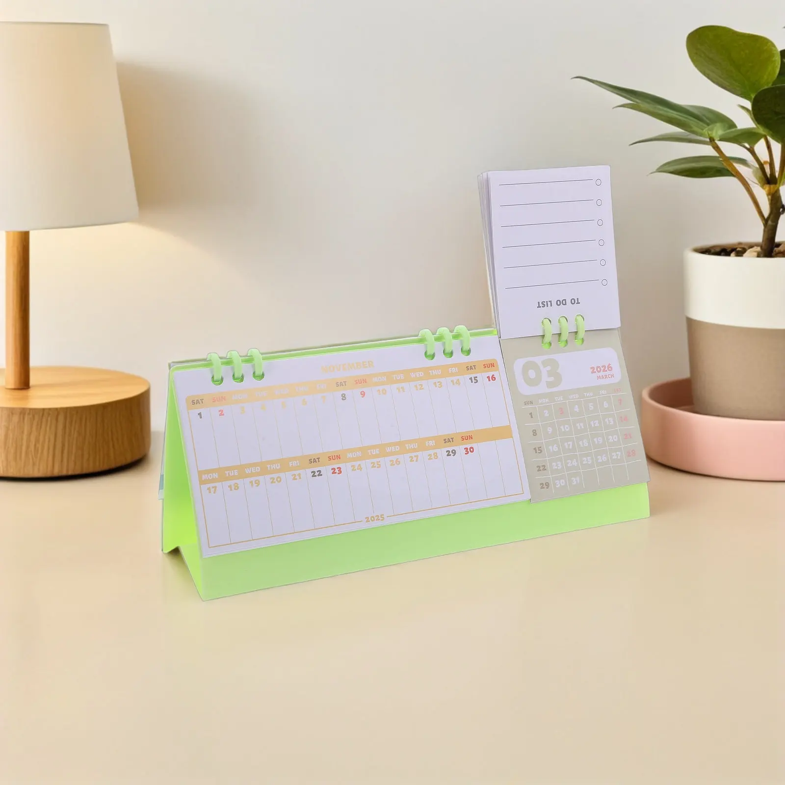 

2026 Mini Desk Calendar Standing Flip Twin-Wire Binding Compact Monthly Planner Minimalist Desktop Organizer Aesthetic Daily
