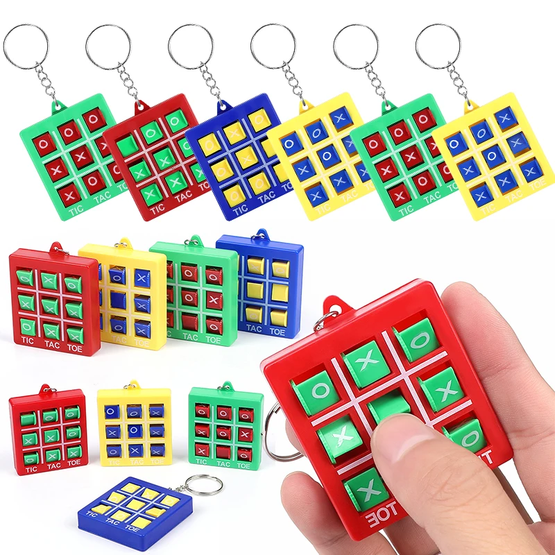 4pcs Colorful Tic Tac Toe Keychain Chess Game Toys Puzzle Decompression Educational Toys Birthday Party Favors Pinata Fillers