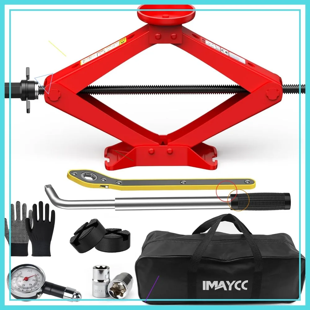 

Портативный автомобильный домкрат на 2,5 тонны с гаечным ключом для замены шин - подходит для внедорожников и минивэнов