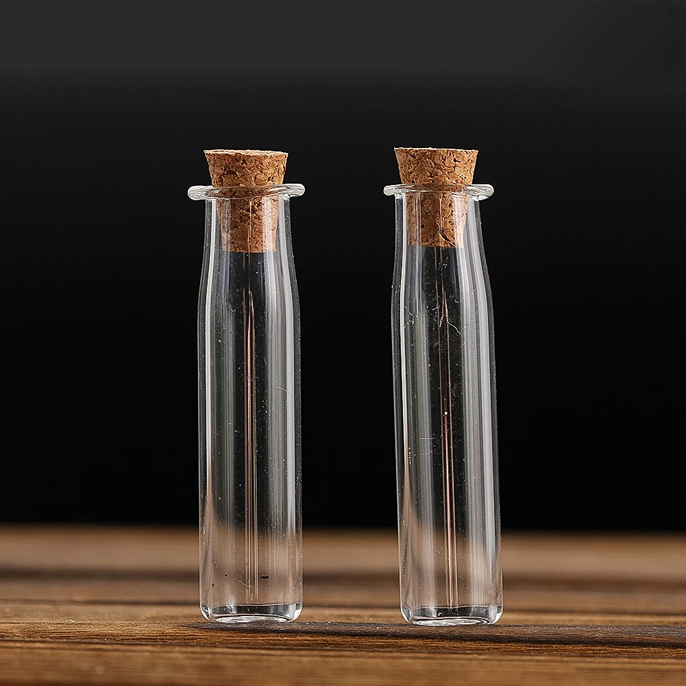 Mini Glass Test Tube with Wooden Stopper Liquid Collection Container DIY Make-A-Wish Drifting Bottle Decorative Artwork 5PCs