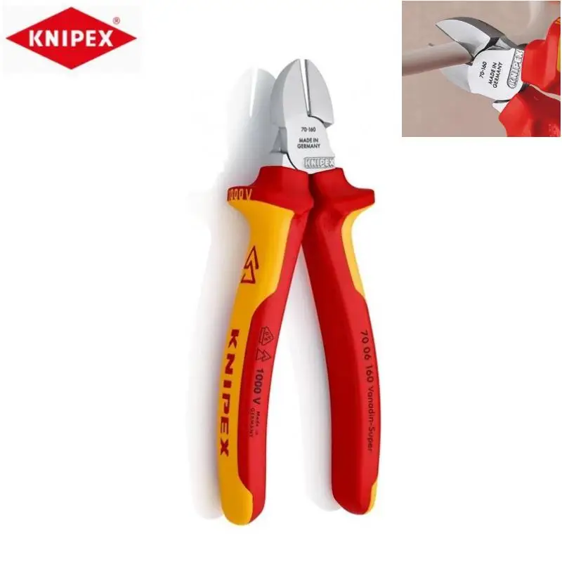 KNIPEX 70 06 160 Diagonal cutter chrome plated, insulated multi-component grip, VDE tested 160 mm