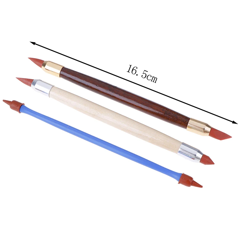 [MOA]3Pcs Silicon Rubber Shaper Pen Double-head Pottery Clay Sculpture Shaping Tools[MOA] view 6