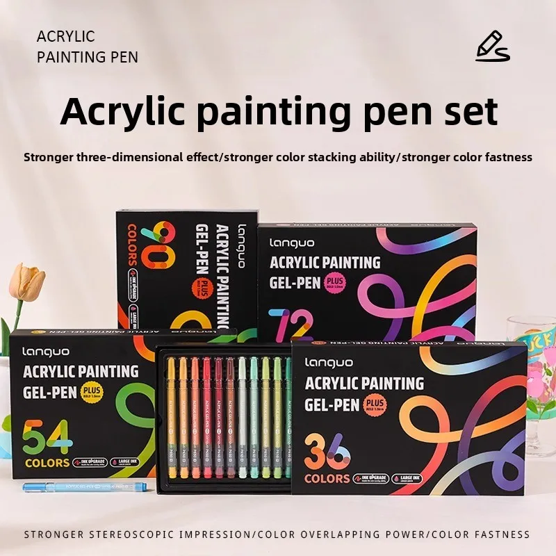 

LANGUO 90/6 Colors Acrylic Paint Gel Pen Languo 1.0mm Painting Pen For Scrapbooking Painting Stationery Office School Supplies