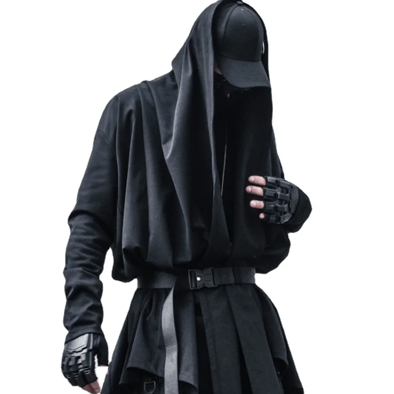 Dark Yamamoto Style Mid-Length Wizard Clothes Woman Personality Gothic Hooded Cloak Spring and Autumn Cardigan Cloak Men's Coat